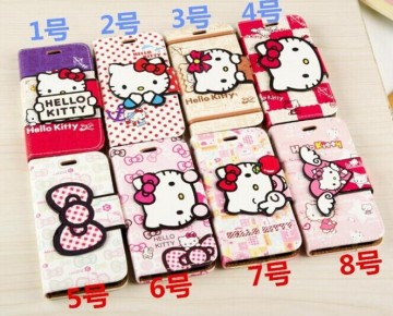 Hello Kitty Cartoon Flip PU Leather Stand Case Cover for iPhone 6 4.7 and 6 Plus 5.7"