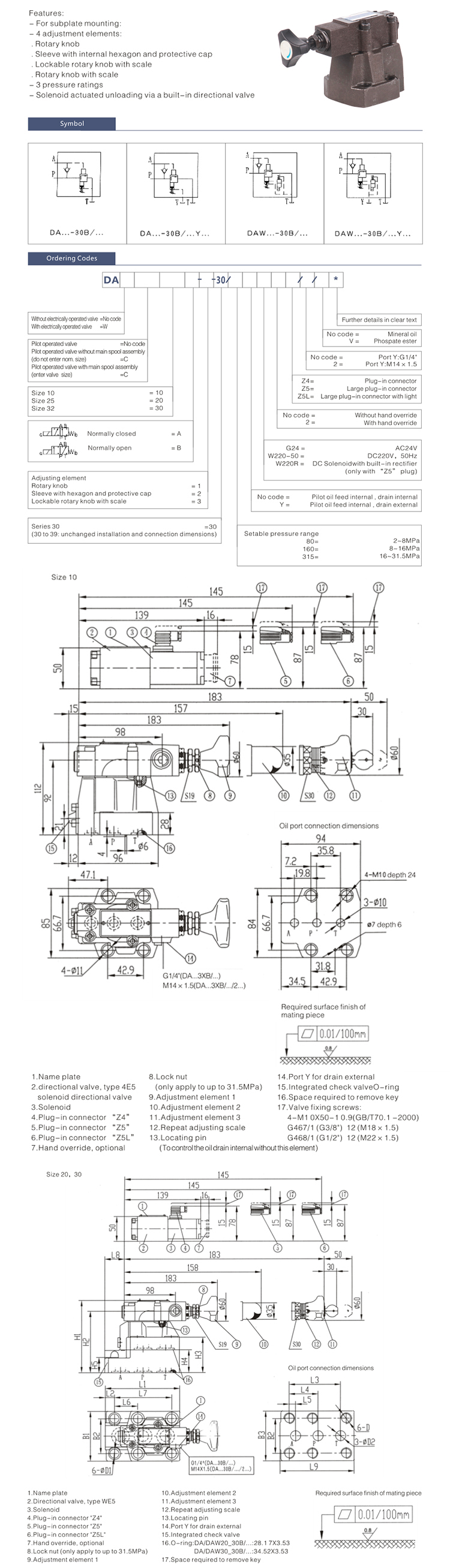 Rexroth DA Pressure Shut Off Valve Pilot Operated