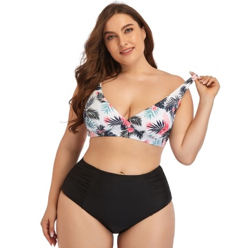 Custom Logo Women's Plus Size High Waist Two Piece Swimsuit Set