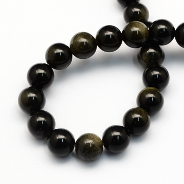 Pandahall 8mm Natural Golden Sheen Obsidian Round Beads: Unique Gemstone Jewelry Supplies