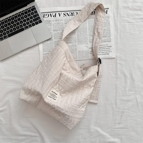 Simple Designer Portable Women White Canvas Tote Bag