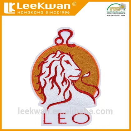 Popular lovely LEO embroidery patch with stick-on backing