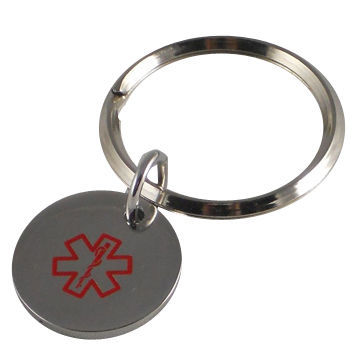 Alert Medical ID Charm Key Chain, Made of 316L Stainless Steel