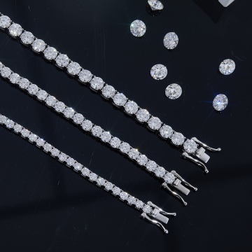 Trend Custom VVS 3.5ct Moissanite Diamond Platinum Plated Necklace & Bracelet Set for Women