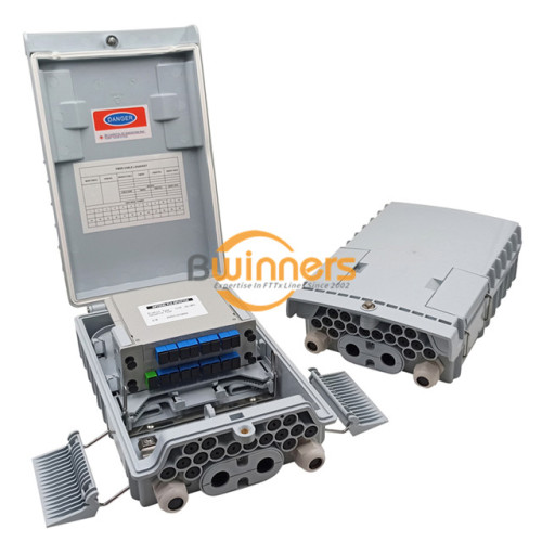 1x16 PLC Splitter กล่องสิ้นสุดการเข้าถึงไฟเบอร์กลางแจ้ง
