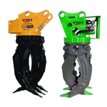 YTCT Excavator Mounted Double Cylinder Hydraulic Grapple Steel Grab Wood Stone Handling