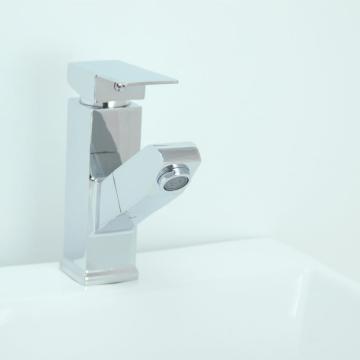 Torneira misturadora de água alta de latão dourado para banheiro com alavanca única para lavatório