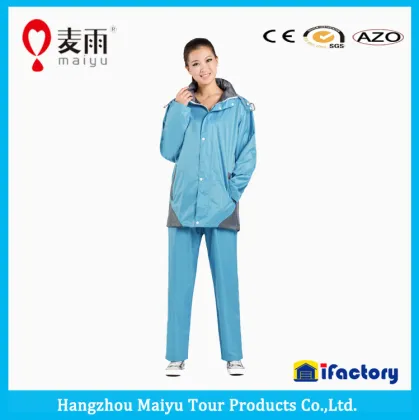 Maiyu waterproof blue pu rain jacket