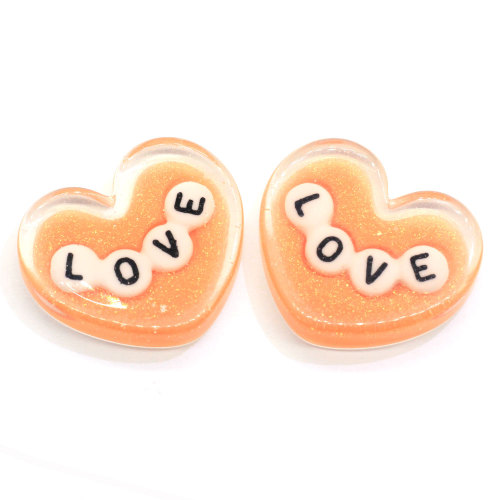 Resin Charms Hot Selling Newest Products Heart LOVE Theme Cute Colorful Resin Beads Flat Back Stickers for Craft DIY