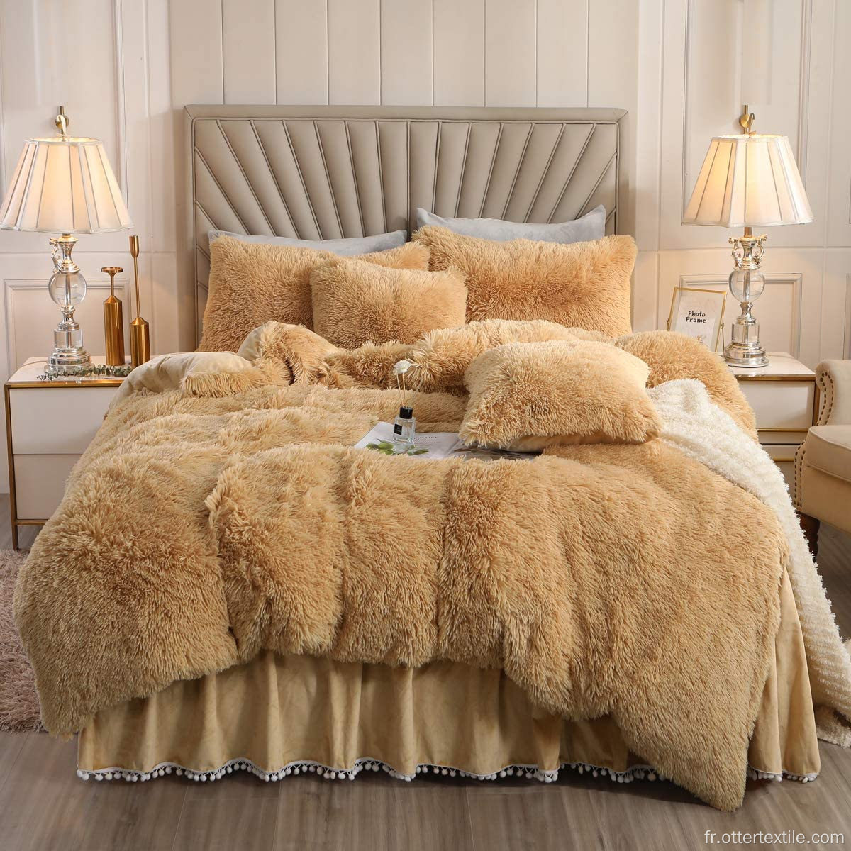 ensemble de housse de couette shaggy en peluche de luxe