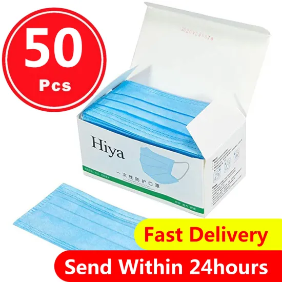 Disposable Face Mask A Box Of Environmentally Friendly Adult Facemask With Breathable Blue Masks Industrial 3Ply Ear Loop