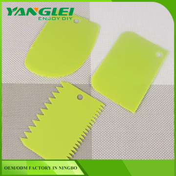 3 Pcs Plastic Dough Icing Fondant Scraper Cake Plain Smooth Jagged Edge Spatula