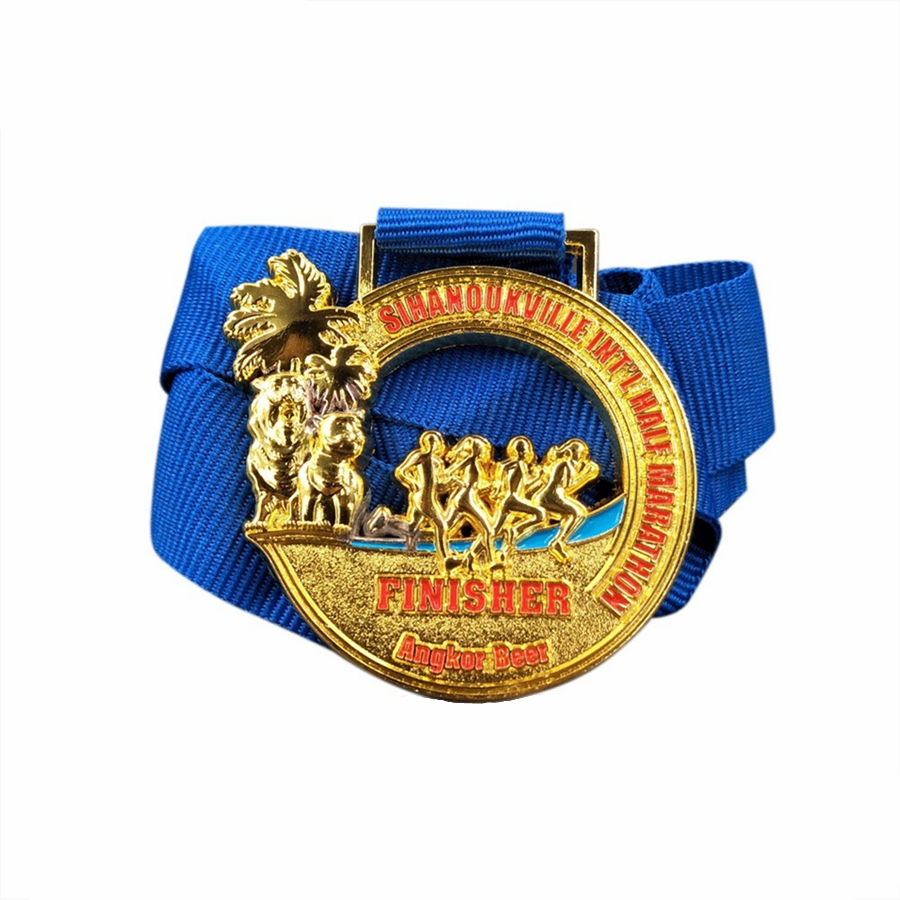 Medalhas de ouro para finalizador de corrida de maratona personalizadas