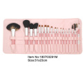 18pcs rosa manico in plastica nylon animale capelli pennello cosmetico kit con custodia in raso rosa
