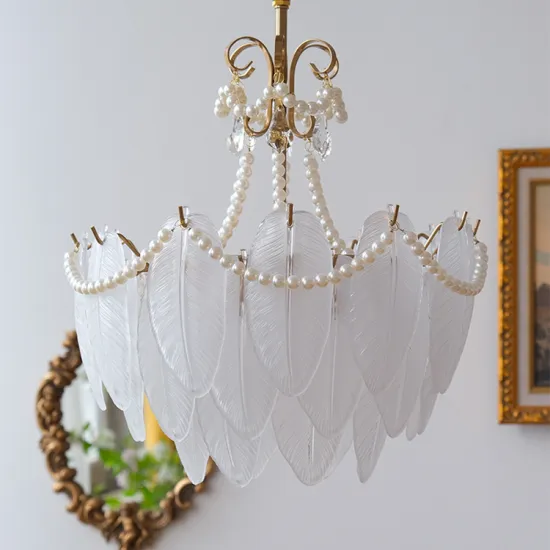 French Style Pearl Feather Chandelier: Luxurious European-Looking Light for Dining Room, Bedroom, and Living Room