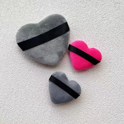Red Pink Heart Shape Body Powder Puff Loose Powder Container