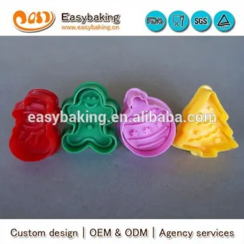 4pcs Factory custom supply Christmas plastic plunger cookie cutter