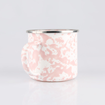 Pink Speckled Bumped Design Enamel Coffee Mug Metal Drinking Cups Stainless Steel Cookware Set