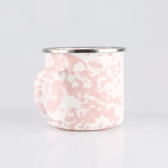 Pink Speckled Bumped Design Enamel Coffee Mug Metal Drinking Cups Stainless Steel Cookware Set