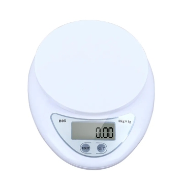 5kg/1g Mini Digital Kitchen Scale for Baking - Round Stainless Steel with Glass