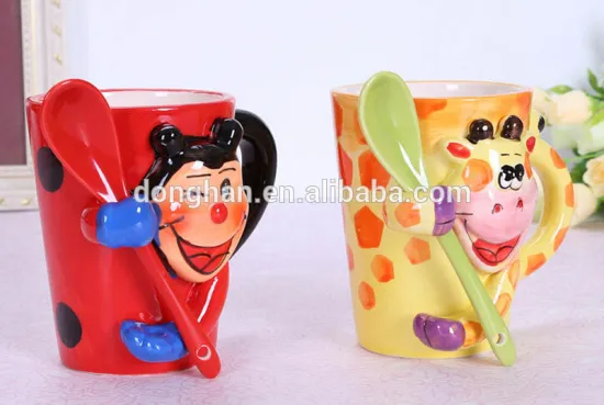 cheap ceramic mug with spoon