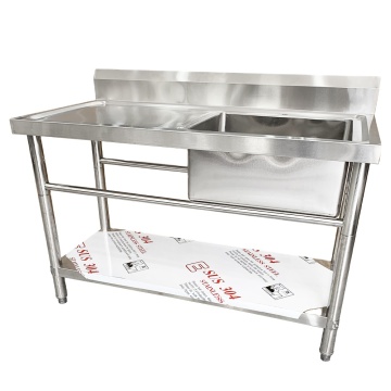 Stainless Steel Kitchen Sink: 201, 304 Models, Single Bowl Design with Under Shelf and Work Table