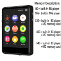 Original metal MP3 player Bluetooth 5.0 touch screen 2.4 inch built-in speaker 16G with e-book radio recording video playback