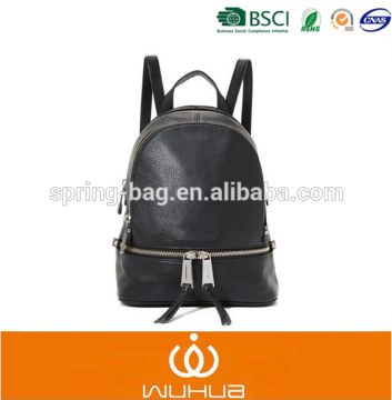 2016 Plain Leather backpack for girl teenage backpack pure black purple color backpack