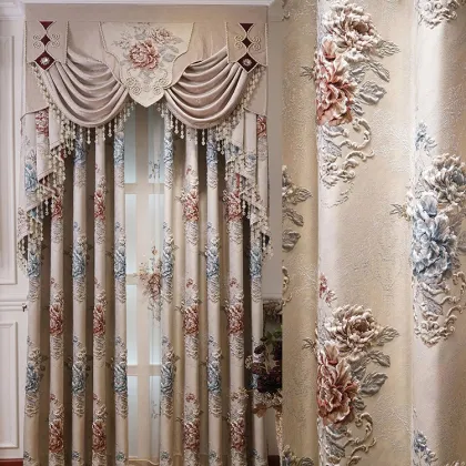 High-End American Style Luxury Jacquard Blackout Curtains for Living Room