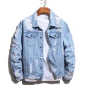 Popular Mens Denim Distressed Jacket Wholesale Custom