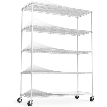 Partihandel 5 Tier justerbar metallkromade trådhyllor