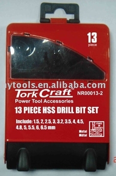 13pc Hss twist drill set with metal case