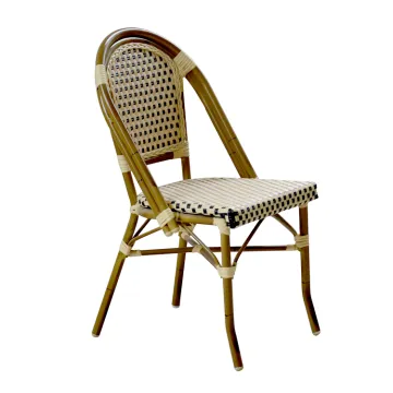 French Style Rattan Bistro Chairs - Stackable Garden Dining Chairs