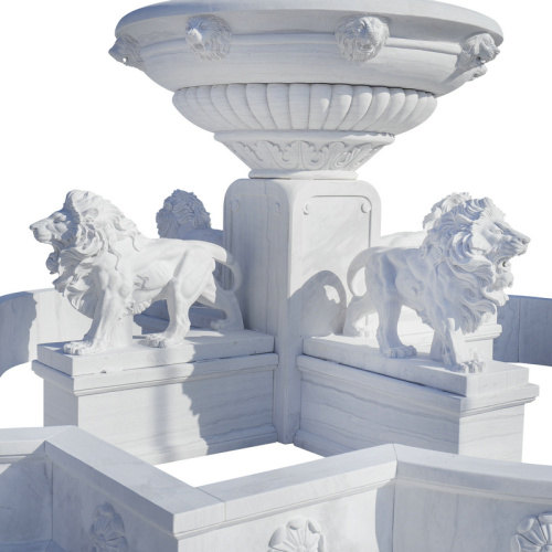 Marble Tiered Lion Fountain Elegant Garden Park Decor