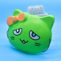 Máscara de fiesta infantil de PVC con lazo de gato de dibujos animados verde