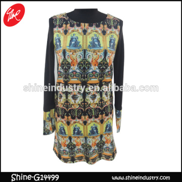 Hot element pattern loose loog sleeve women's dress