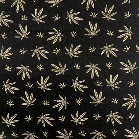 Rayon Bengaline Print Maple Leaf Style Garment Fabric
