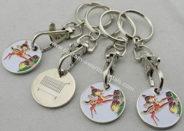 Die Stamping Iron Animal Trolley Coin, Shopping Trolley Token Keyring With Hook
