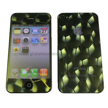 100-piece Colorful 3D Screen Protective Films for iPhone 4/4S, Available in Three Colors