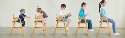 Solid Wooden Baby High Chair - Multi-Functional Adjustable Baby Dining Chair