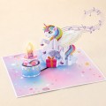 Kartka urodzinowa 3D Rainbow Unicorn z muzyką i dmuchaną świeczką