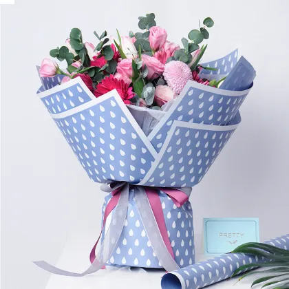 Raindrop pattern flower packaging wrapping paper