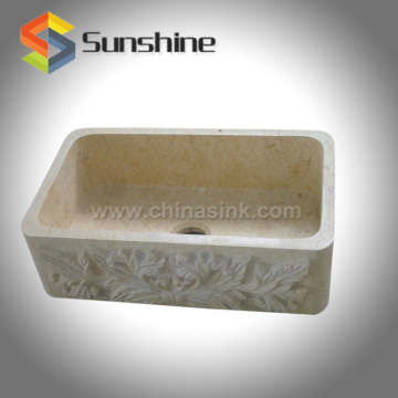 Cream Marble single bowl Farm Sink