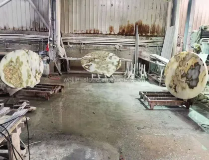 Onyx Dining Table Top: Translucent Light Crystal White Jade Natural Marble