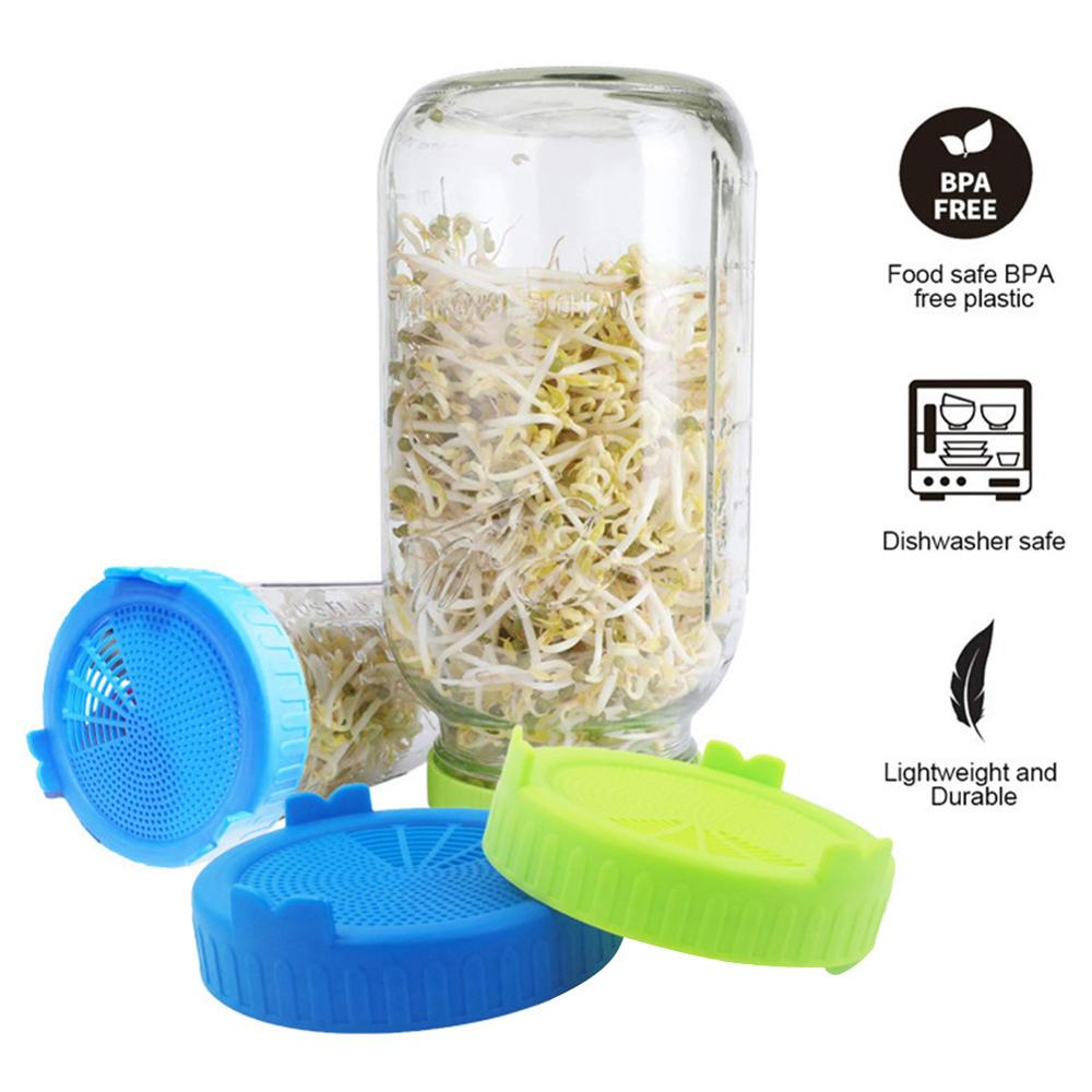 1pcs Food Grade Mesh Sprout Cover Kit, Seed Crop Germination, Vegetable Silicone Sealing Ring Lid for Mason Jar