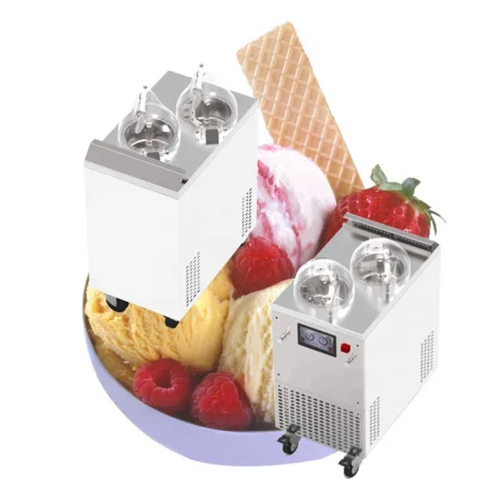Fast Freezing Double Tank Smoothie Sorbet Ice Cream Gelato Maker with LED