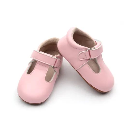 Hot Selling Wholesale Pig Leather Lining Rubber Sole Baby T- Bar Shoes