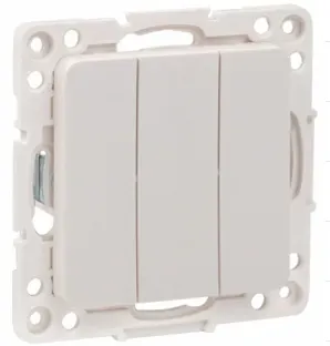 Wall Switch 3 Gang Flush Mounted 10A White