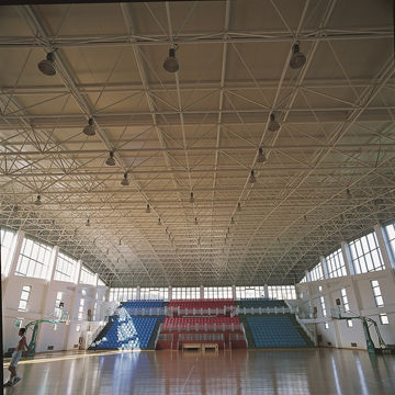 Steel truss basketball court with space truss roof and in a special shapeNew