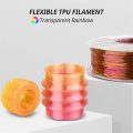 Şeffaf çok renkli gökkuşağı TPU filament 1.75mm